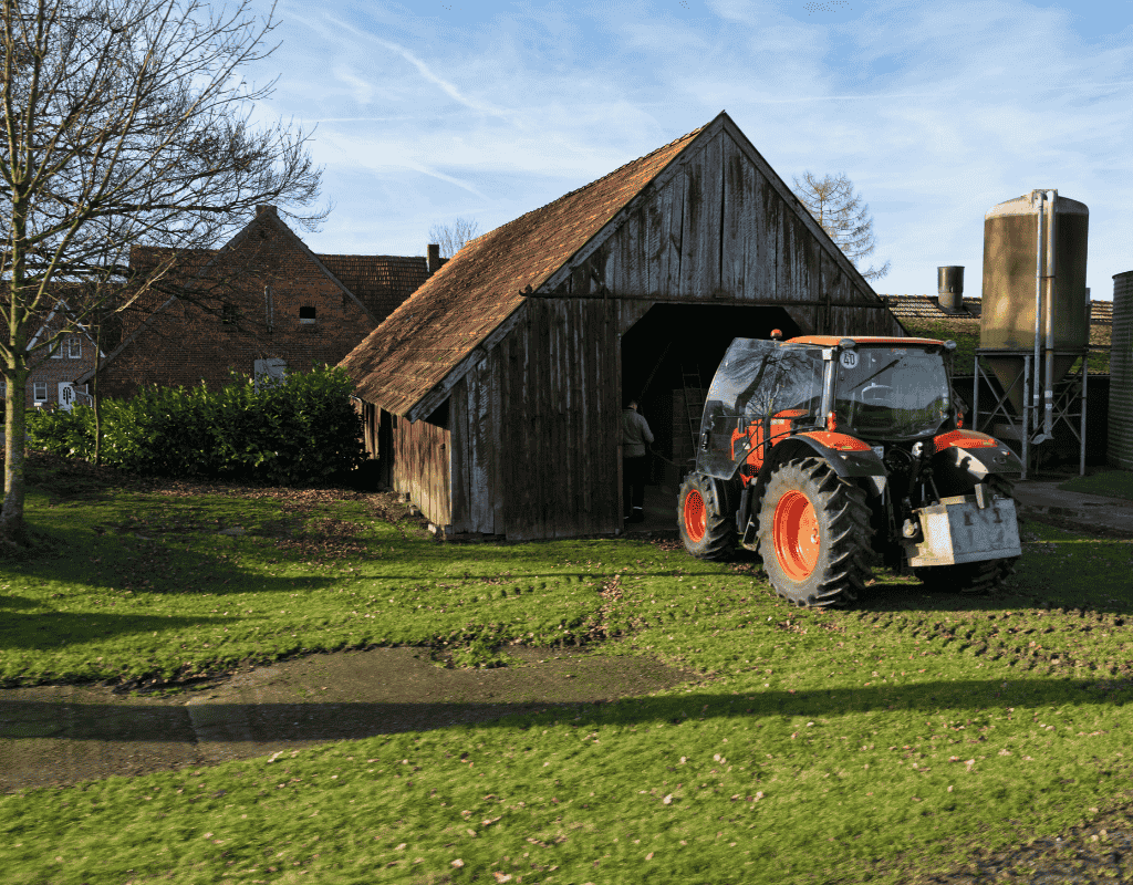 Traditional wooden barn and farm outbuilding in rural Rexburg, Idaho