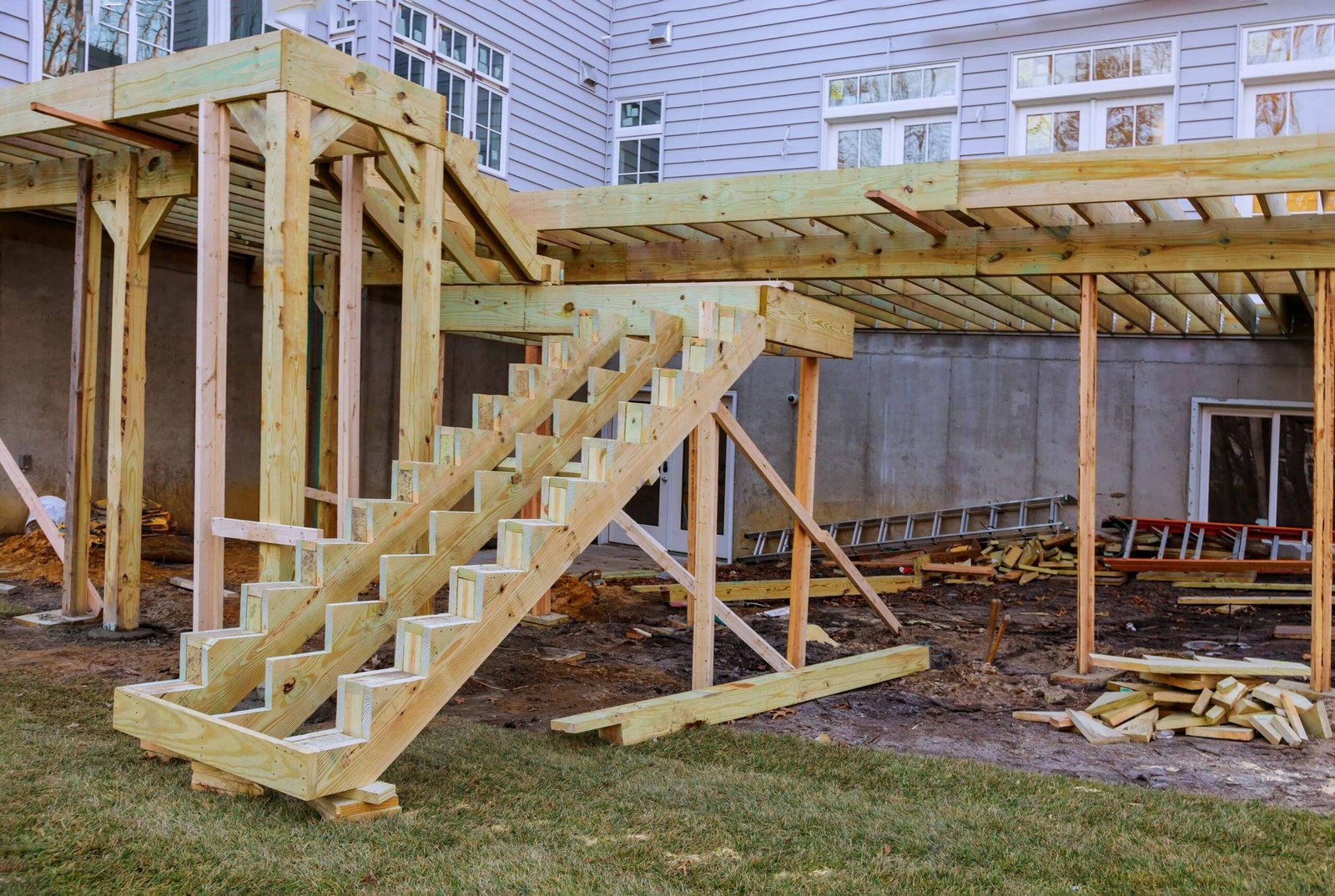 New residential wood deck construction in Idaho Falls, Idaho
