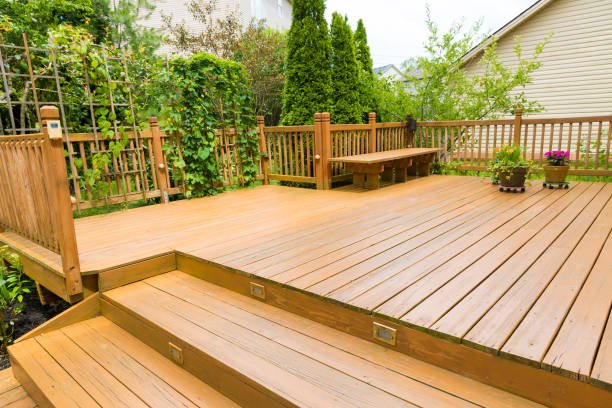 Deck construction contractor building a new outdoor deck in Island Park ID