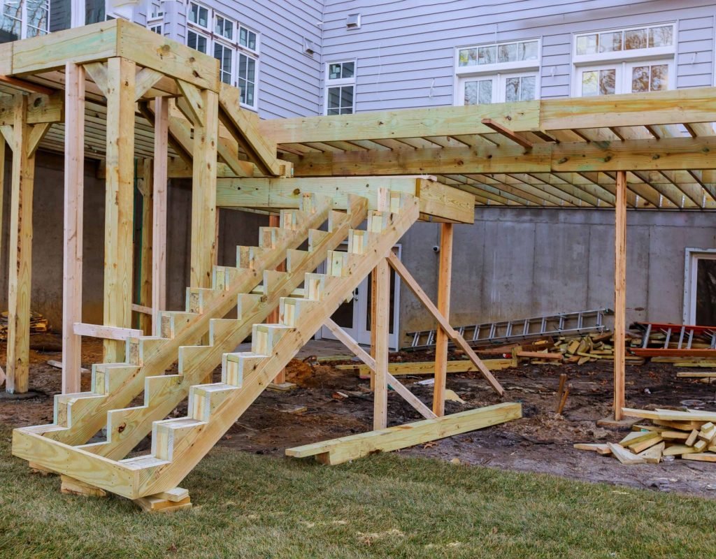 New residential wood deck construction in Idaho Falls, Idaho