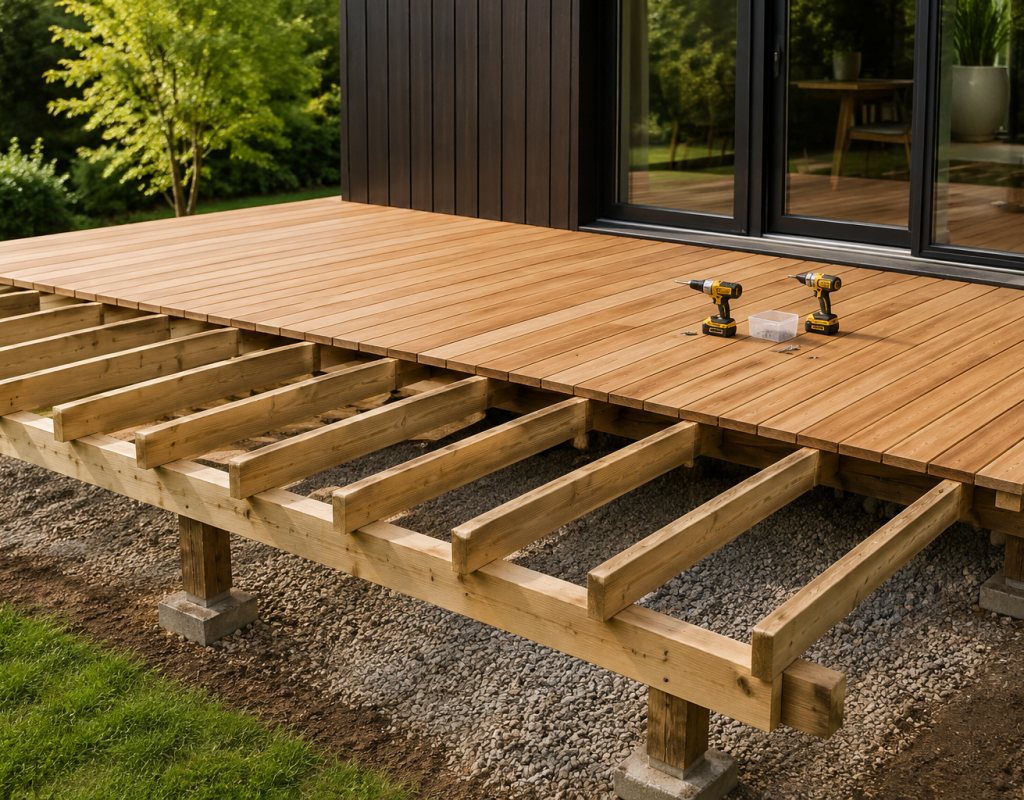 Deck construction contractor building a custom outdoor deck in Idaho Falls, ID