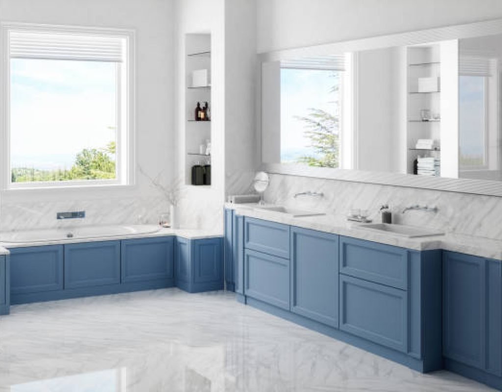 Twin Pine Construction installing new bathroom vanity and updated lighting
