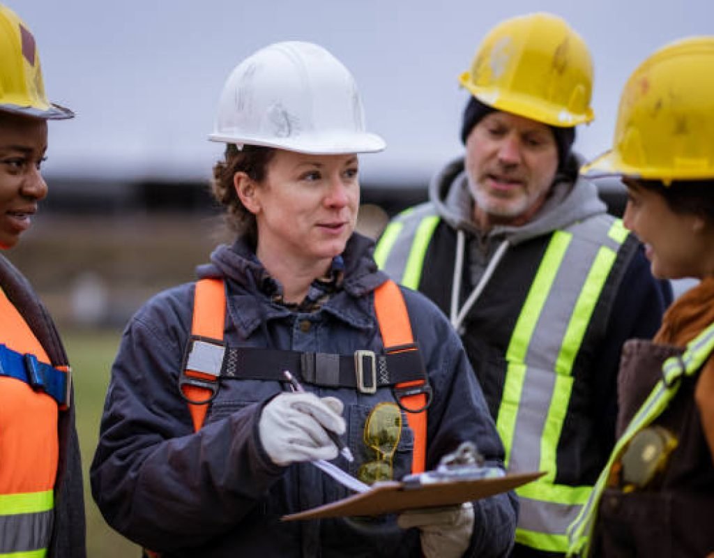 Skilled contractor inspecting framing work on building project